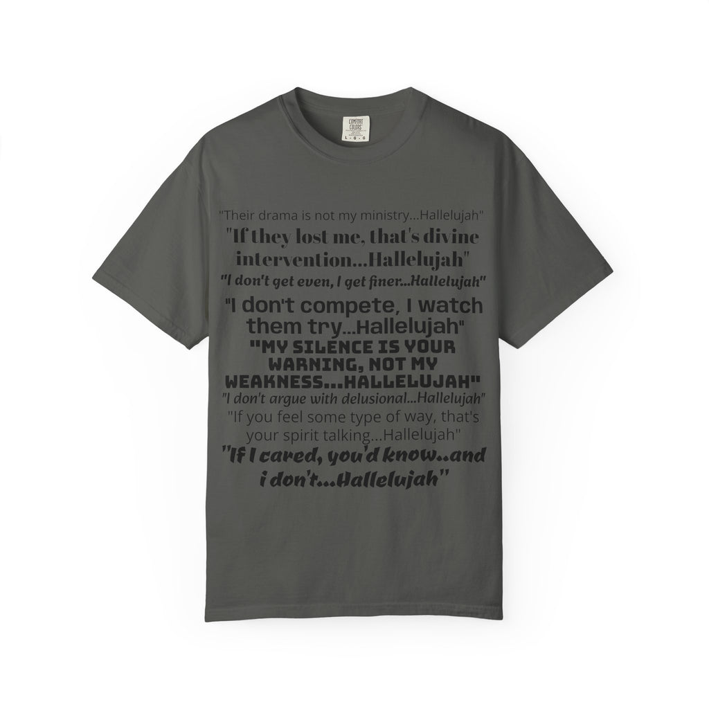 Petty Quote T-Shirt — "Hallelujah" Typography Tee with Back Logo