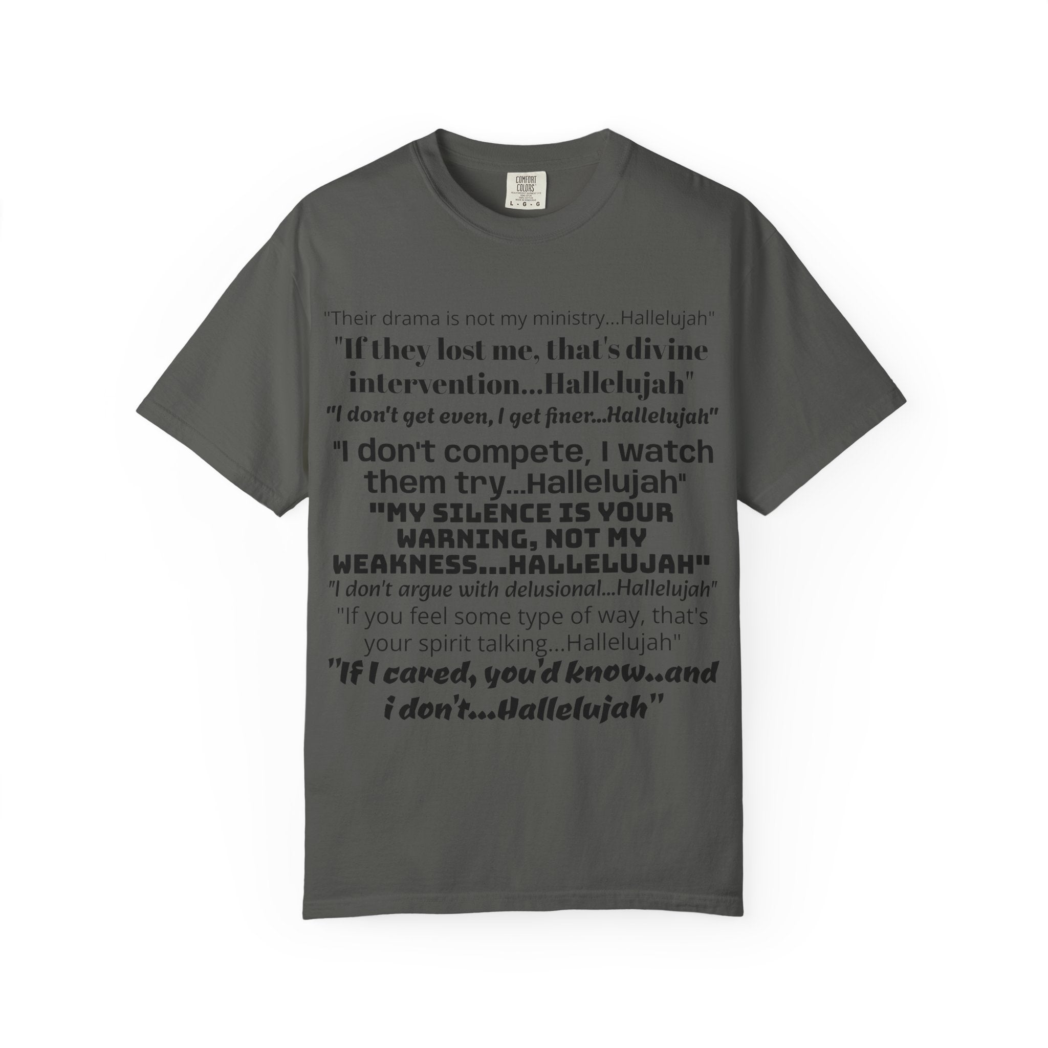 Petty Quote T-Shirt — "Hallelujah" Typography Tee with Back Logo