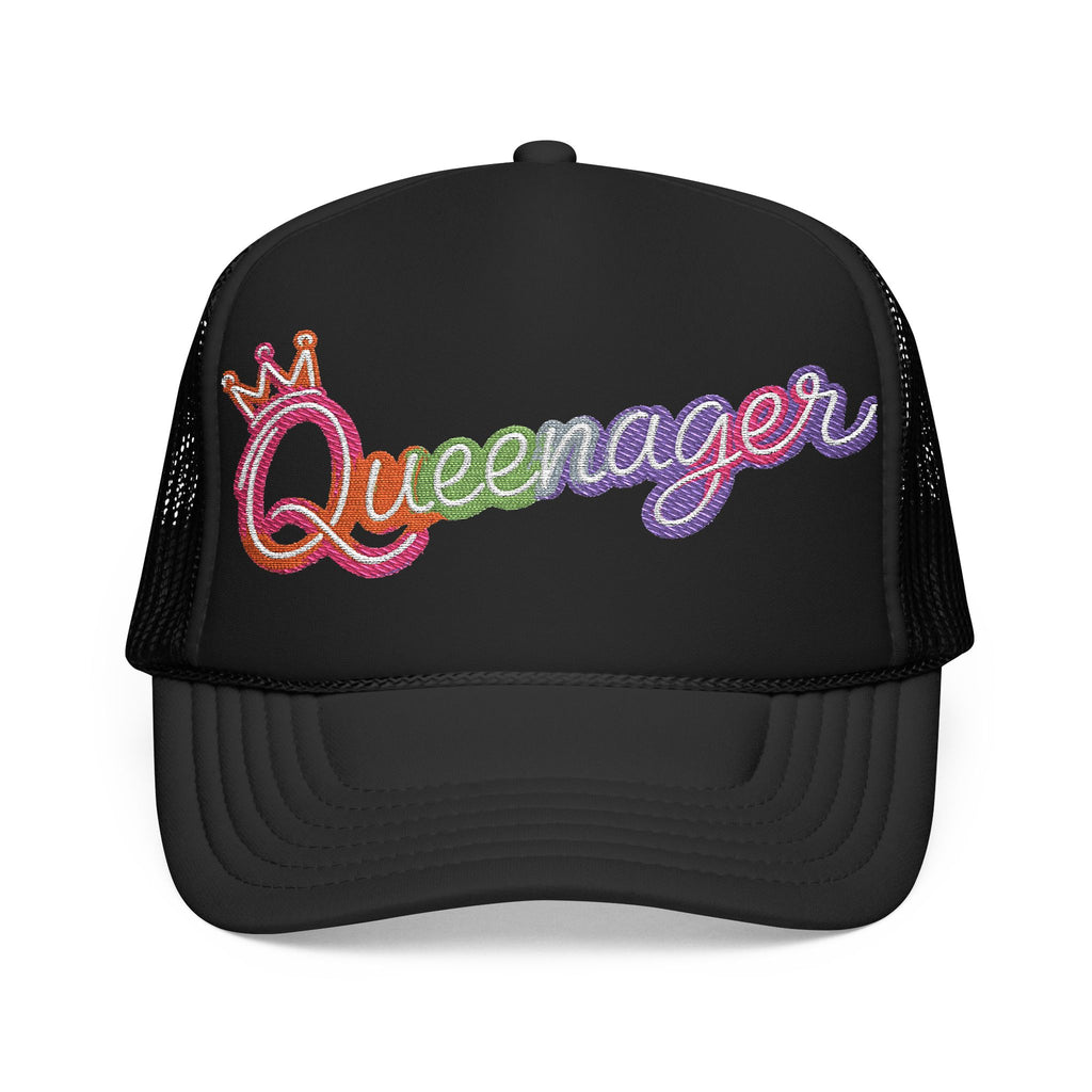 Queentager Trucker Hat — Glitter 'Queenager' Foam Mesh Cap