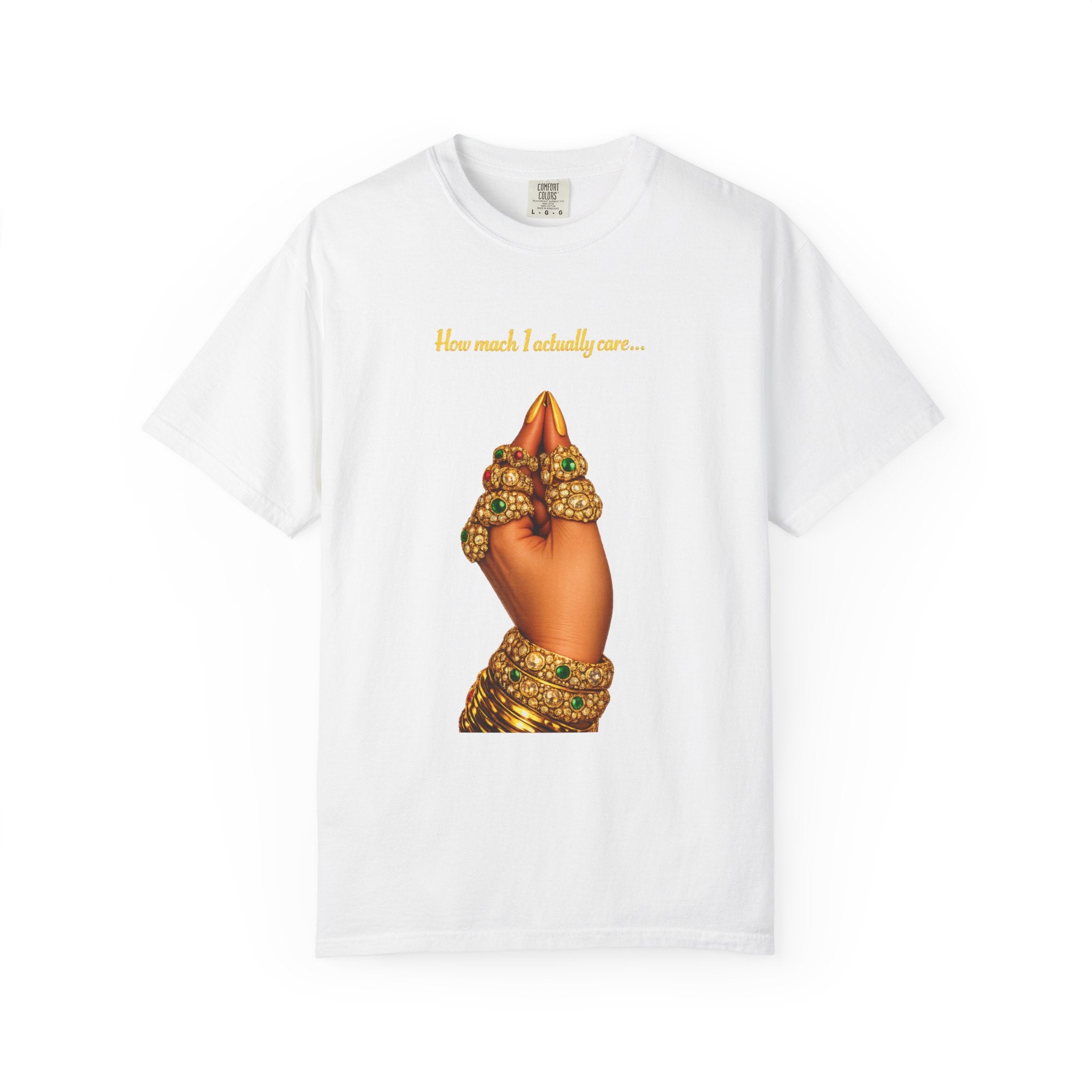 Hand Gesture T-Shirt — "How Much I Loveth You" Gold Jewels Graphic