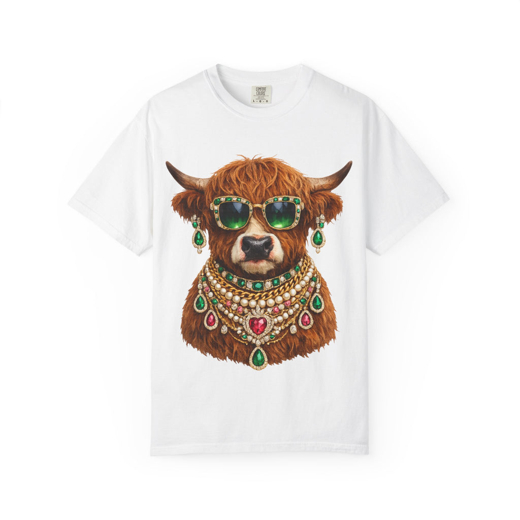 Jeweled Highland Cow Sunglasses T-Shirt