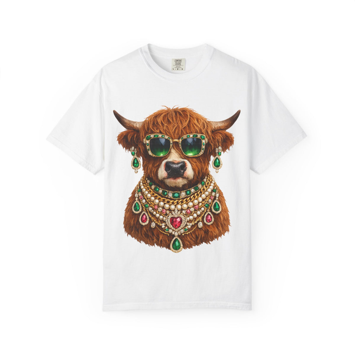 Jeweled Highland Cow Sunglasses T-Shirt