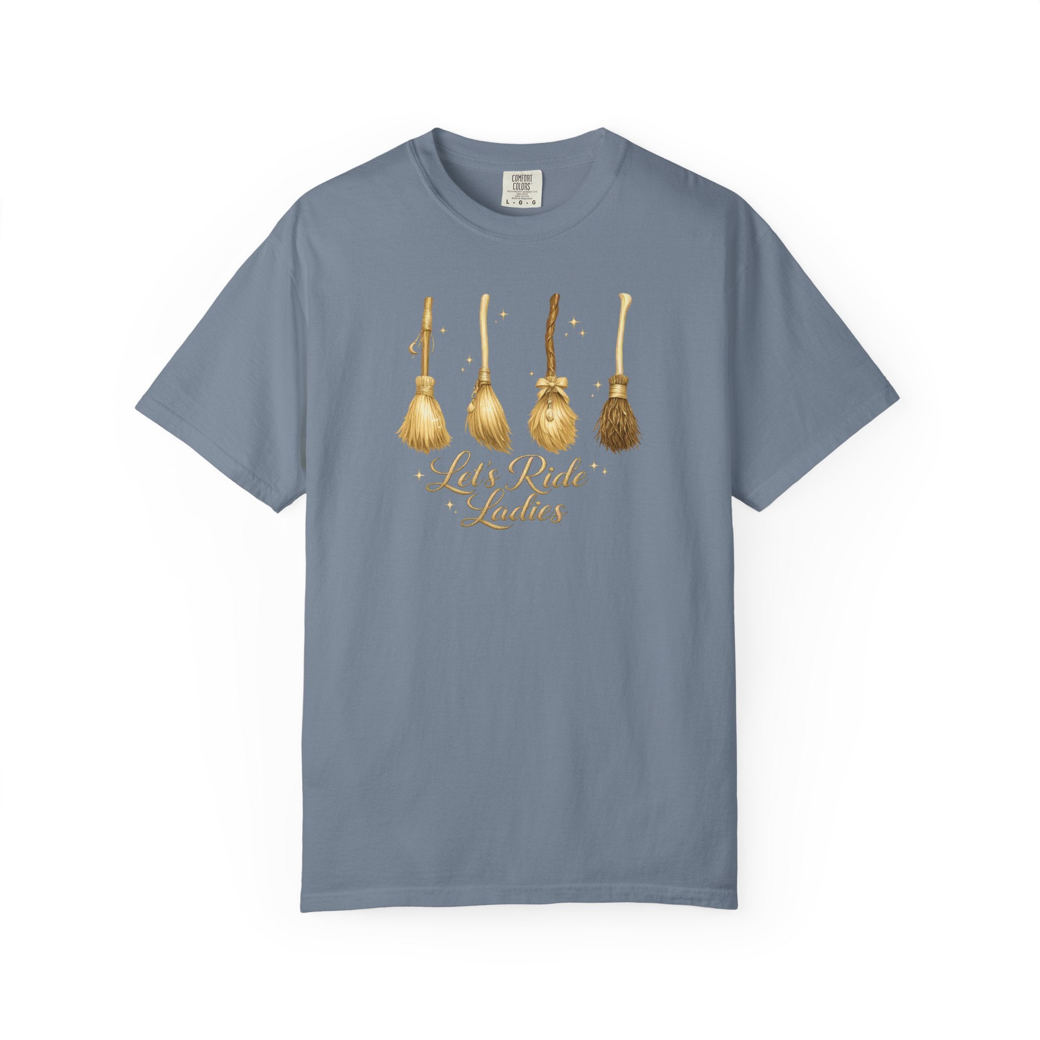 Let's Ride Ladies T-Shirt — Vintage Gold Riding Crop Equestrian Tee
