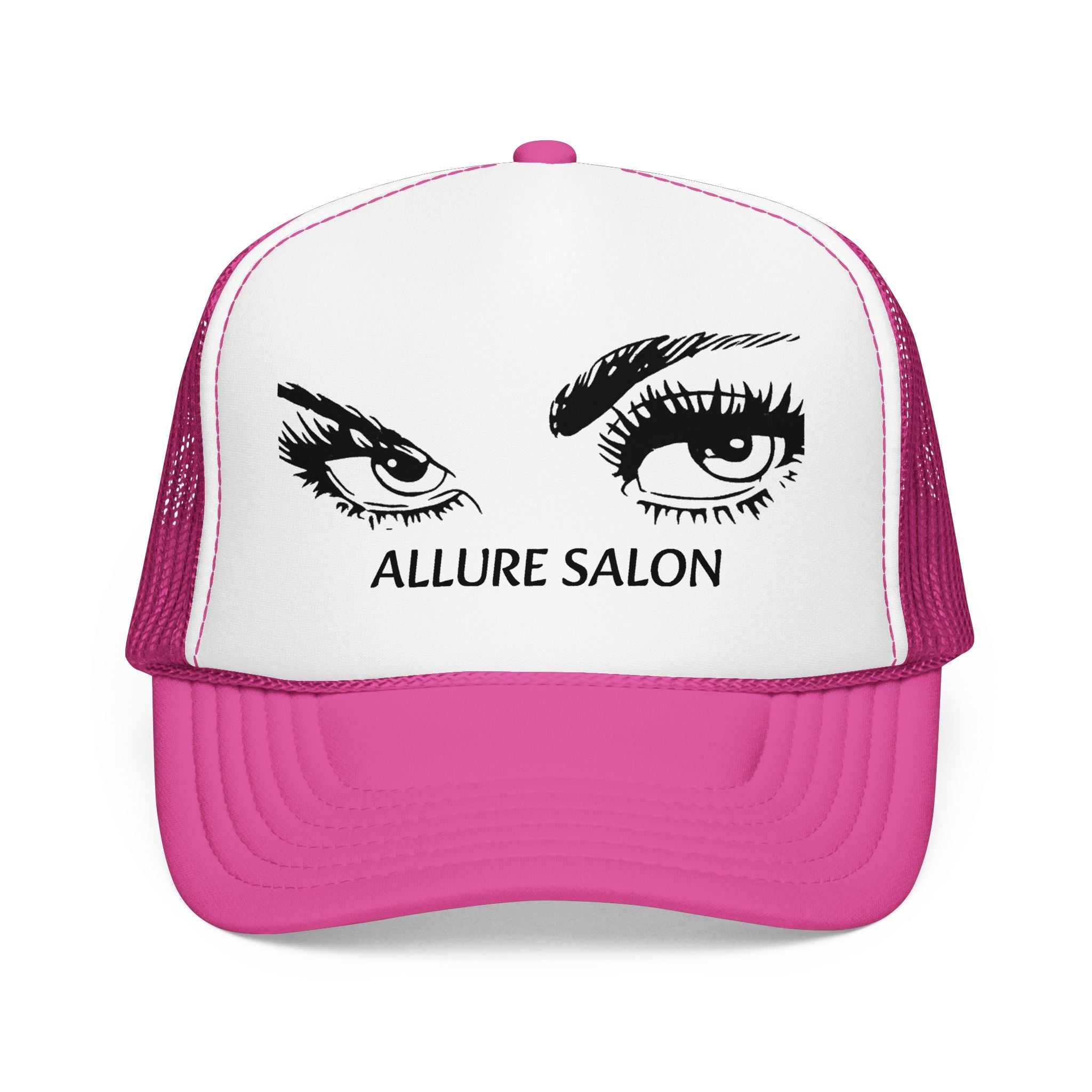 Allure Salon Trucker Hat — Embroidered Eye Logo Foam Cap