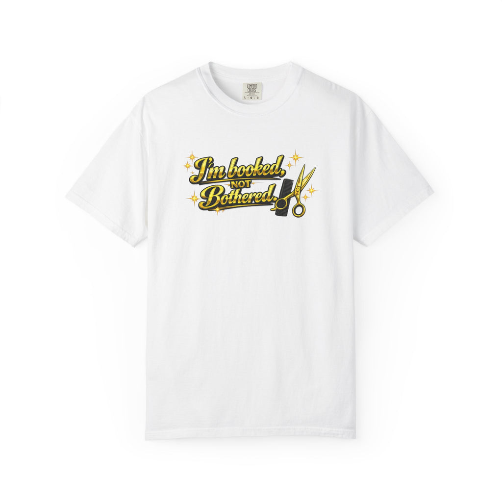 I'm Booked Not Bittered Barber T‑Shirt — Vintage Barber Scissors Design