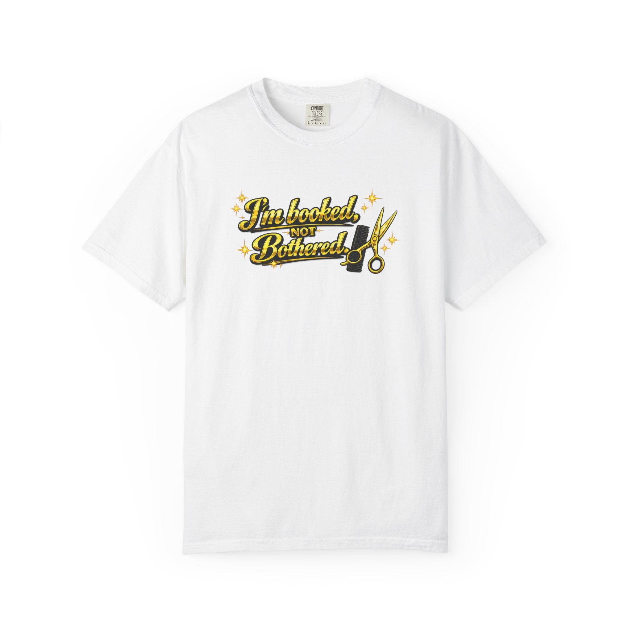 I'm Booked Not Bittered Barber T‑Shirt — Vintage Barber Scissors Design
