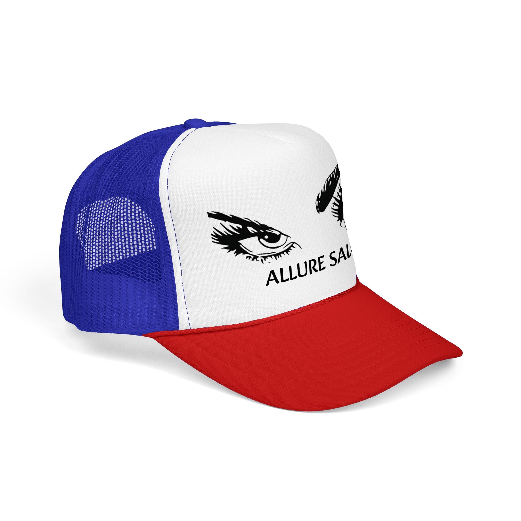 Allure Salon Trucker Hat — Embroidered Eye Logo Foam Cap