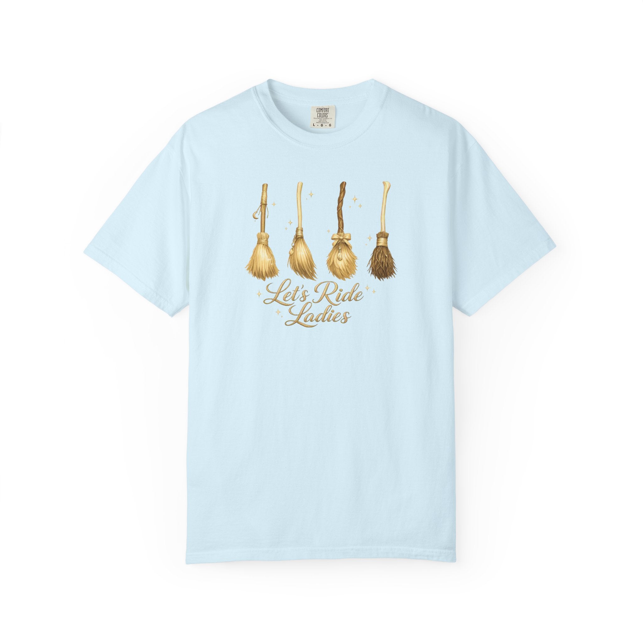 Let's Ride Ladies T-Shirt — Vintage Gold Riding Crop Equestrian Tee