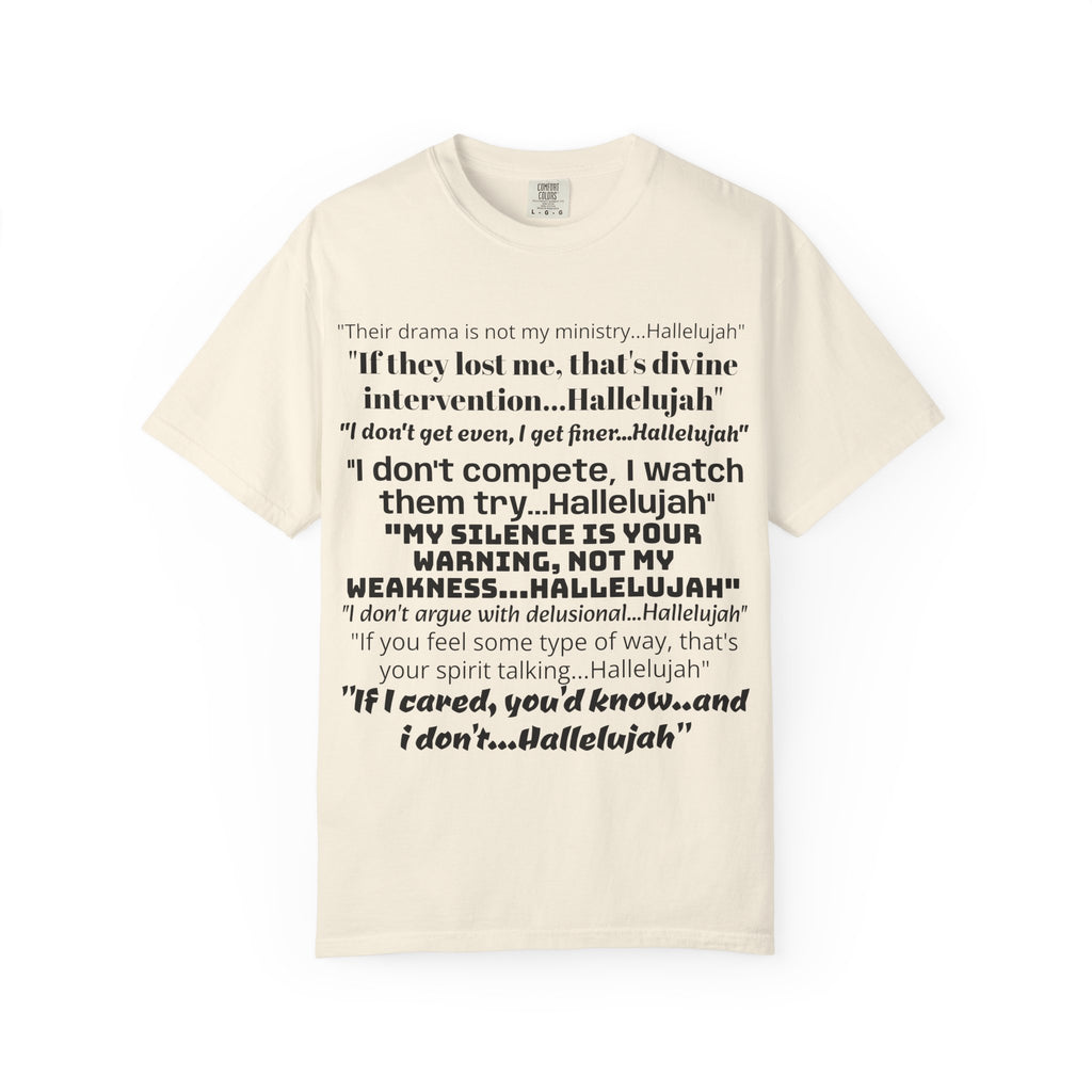 Petty Quote T-Shirt — "Hallelujah" Typography Tee with Back Logo