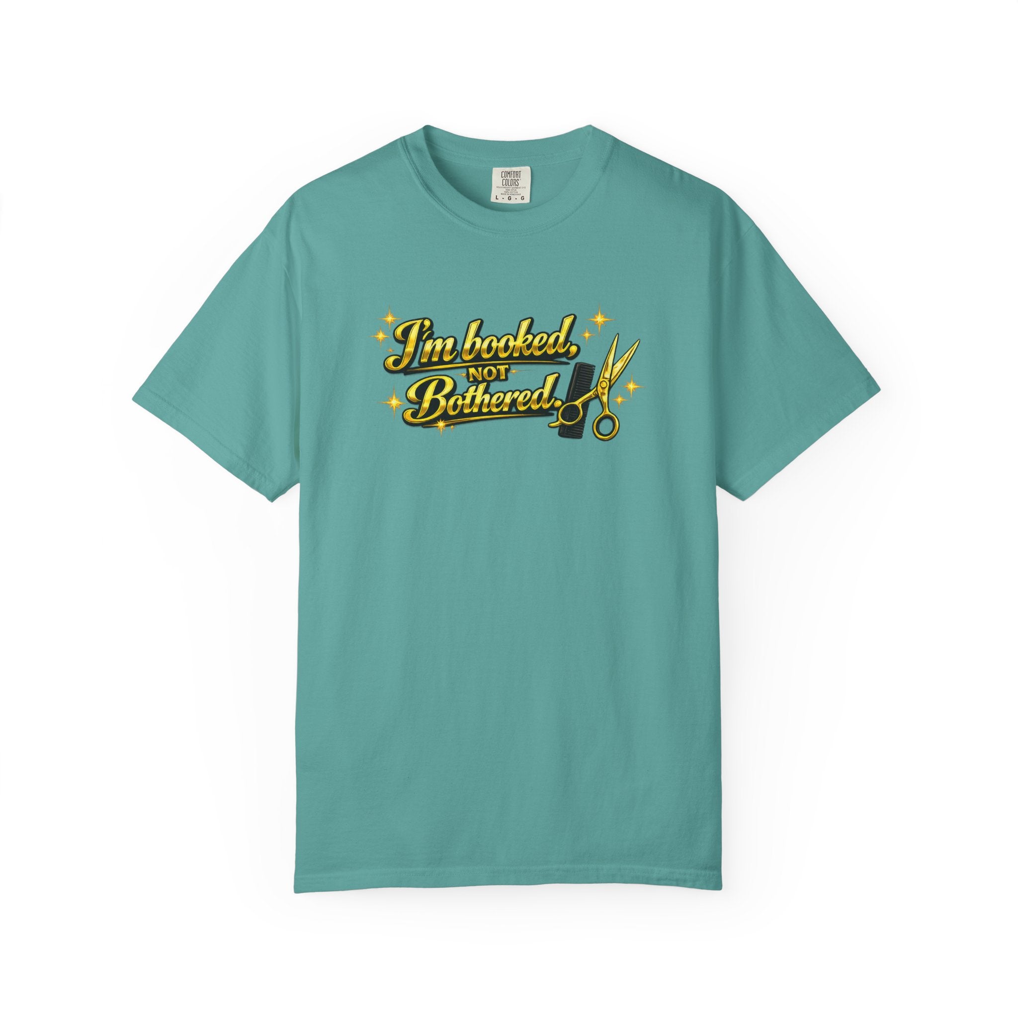 I'm Booked Not Bittered Barber T‑Shirt — Vintage Barber Scissors Design