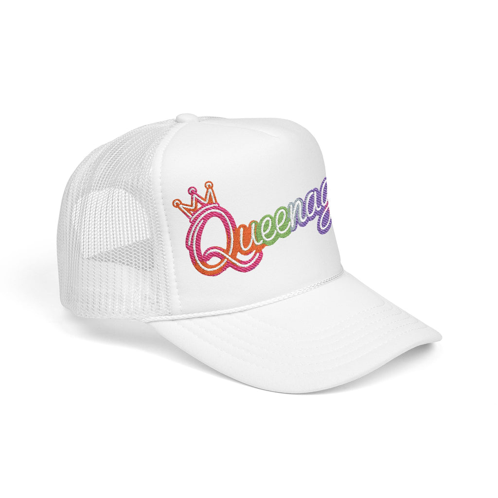Queentager Trucker Hat — Glitter 'Queenager' Foam Mesh Cap