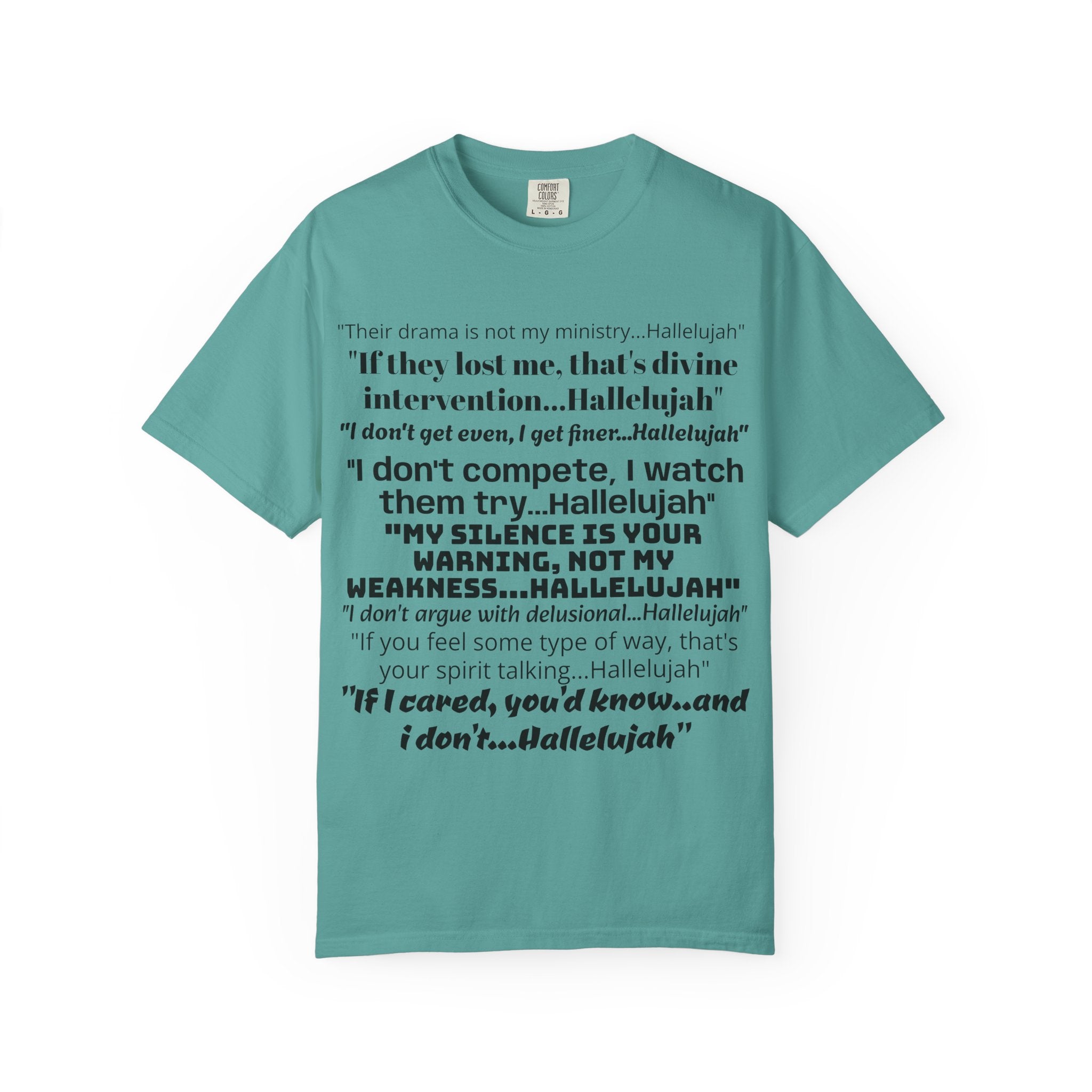 Petty Quote T-Shirt — "Hallelujah" Typography Tee with Back Logo