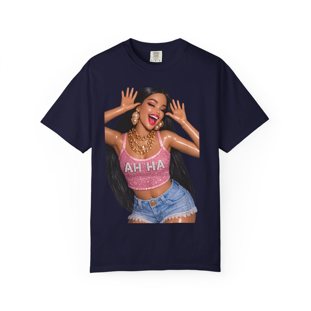 Graphic Tee — 'AH HA' Diva Illustration Crop Top Design