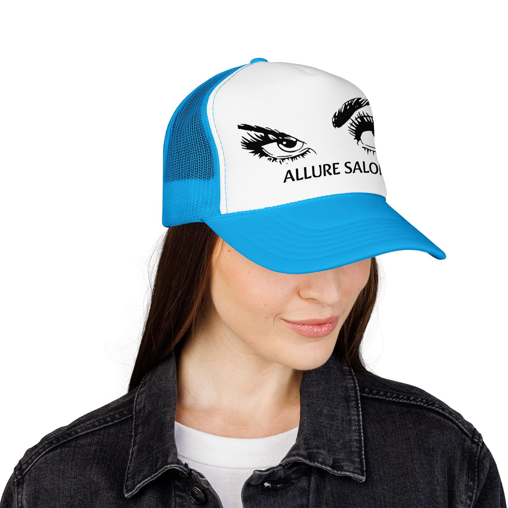 Allure Salon Trucker Hat — Embroidered Eye Logo Foam Cap