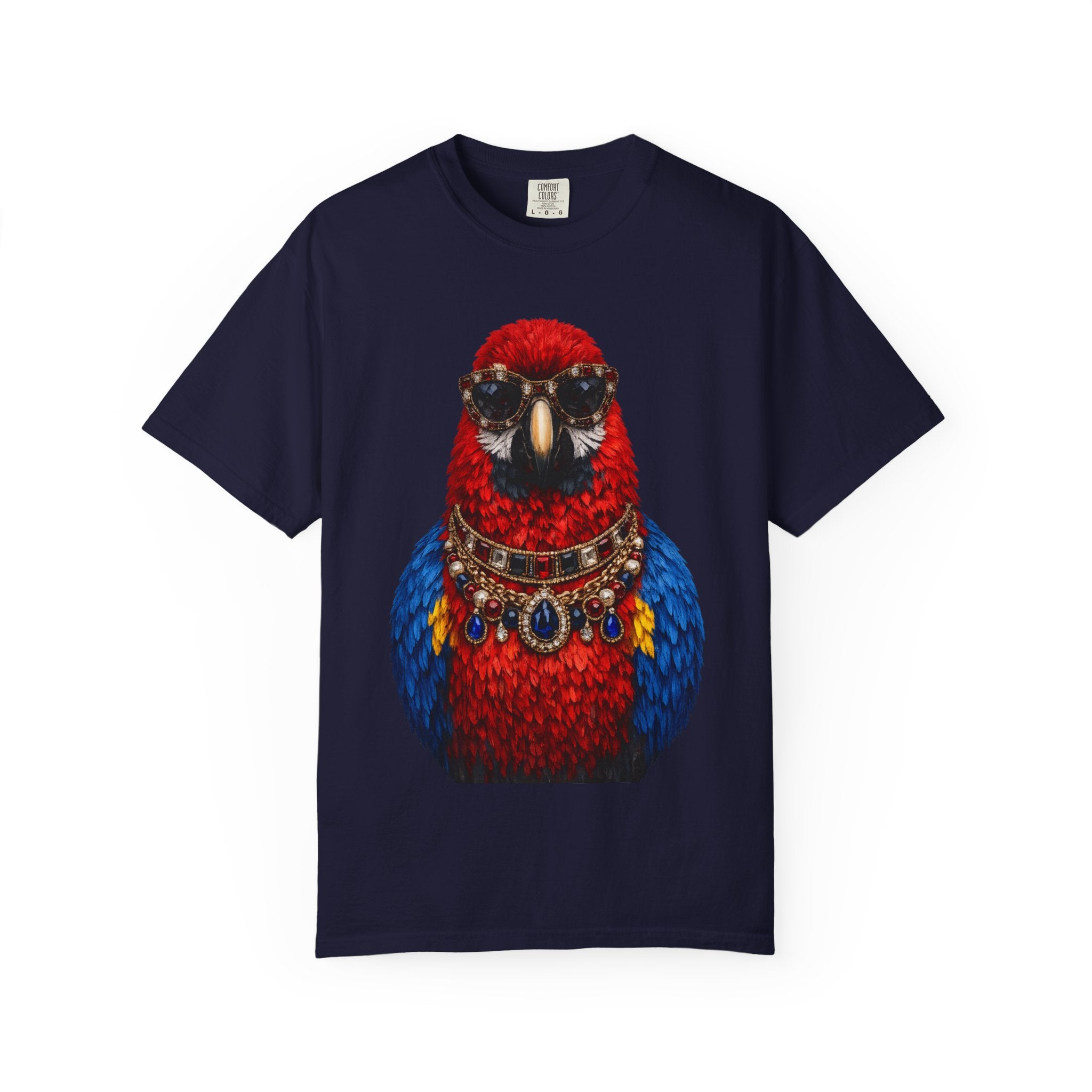 Parrot Portrait T-Shirt — Regal Red & Blue Parrot Graphic Tee