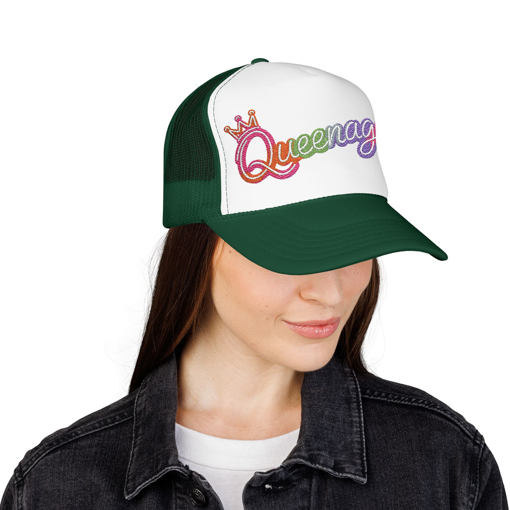 Queentager Trucker Hat — Glitter 'Queenager' Foam Mesh Cap
