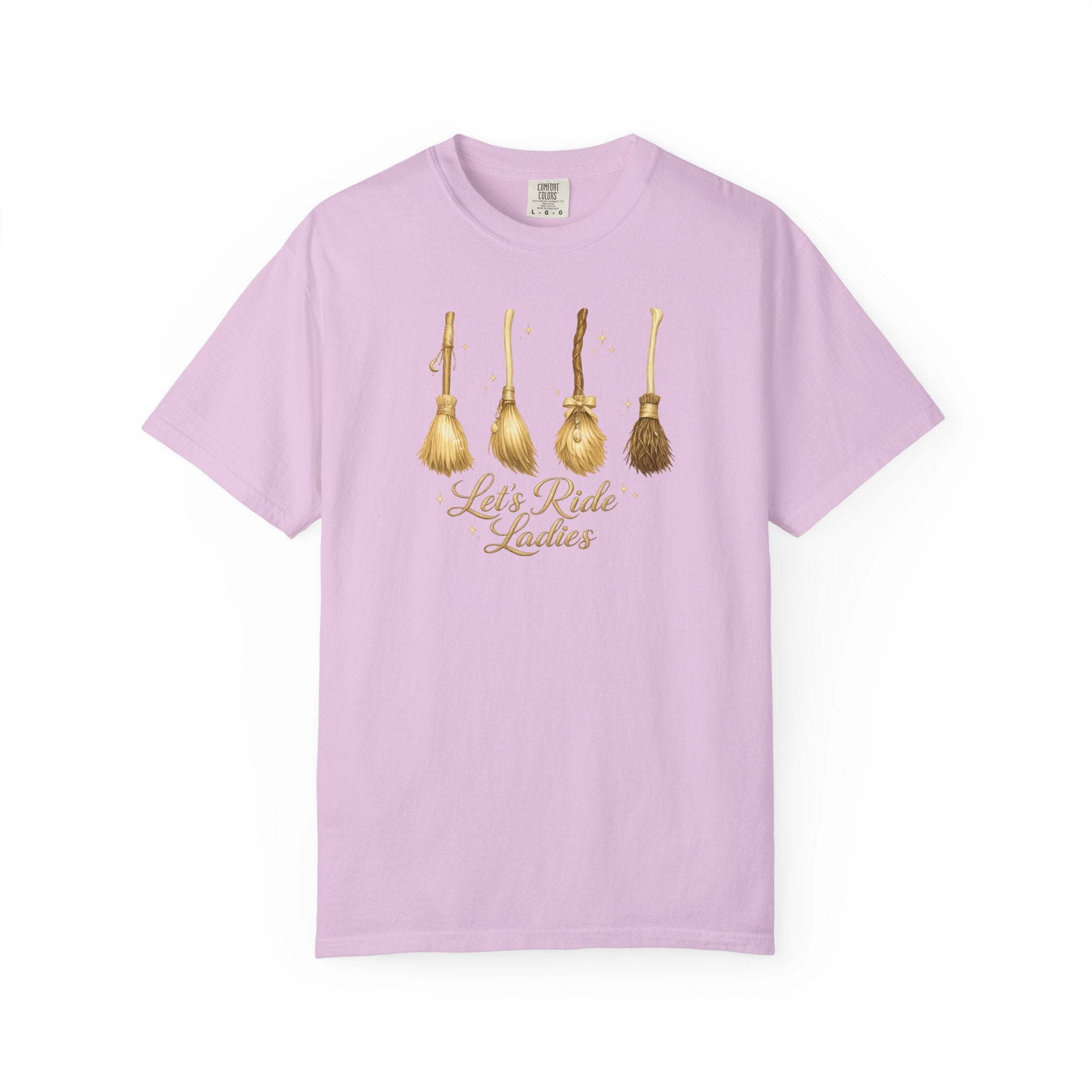 Let's Ride Ladies T-Shirt — Vintage Gold Riding Crop Equestrian Tee