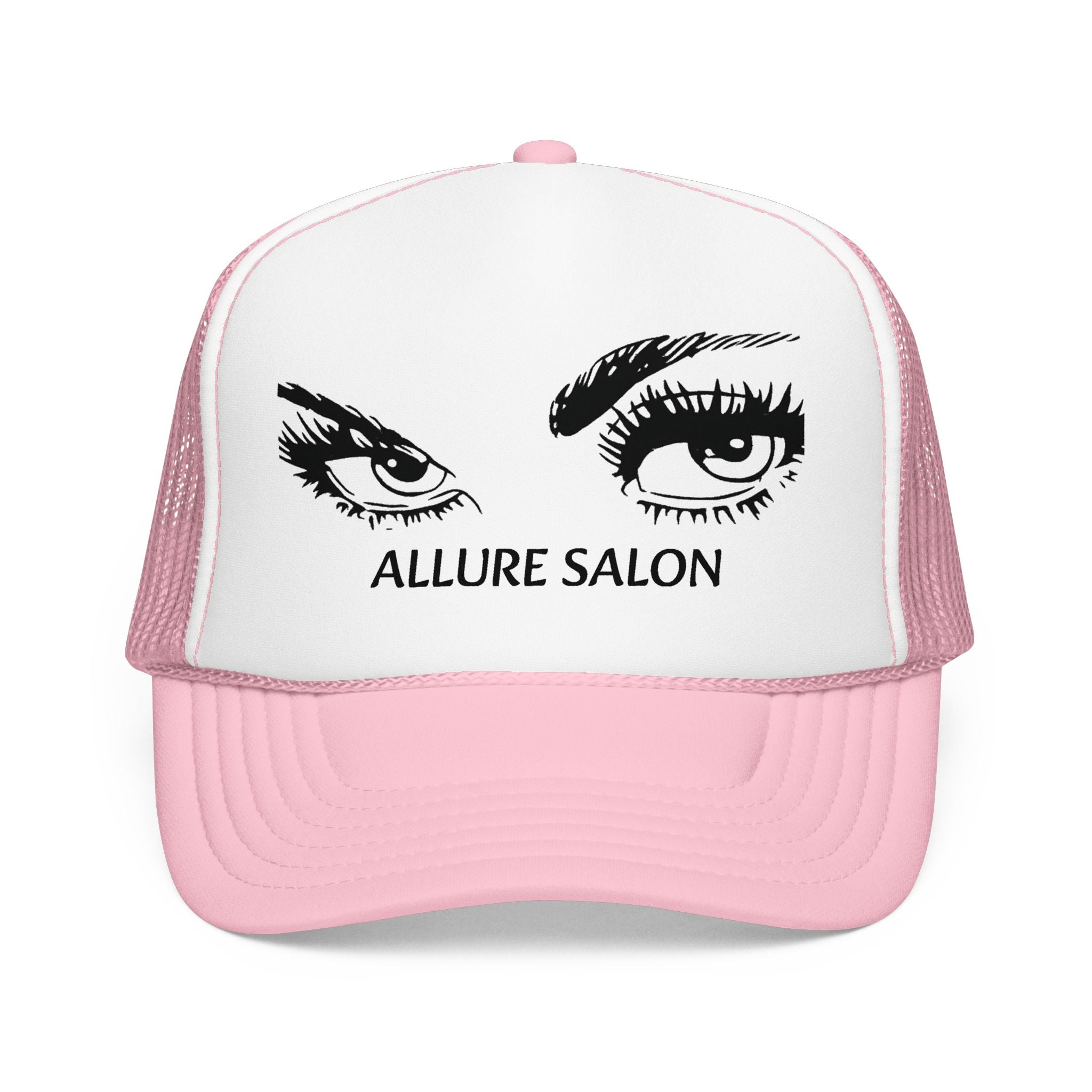 Allure Salon Trucker Hat — Embroidered Eye Logo Foam Cap