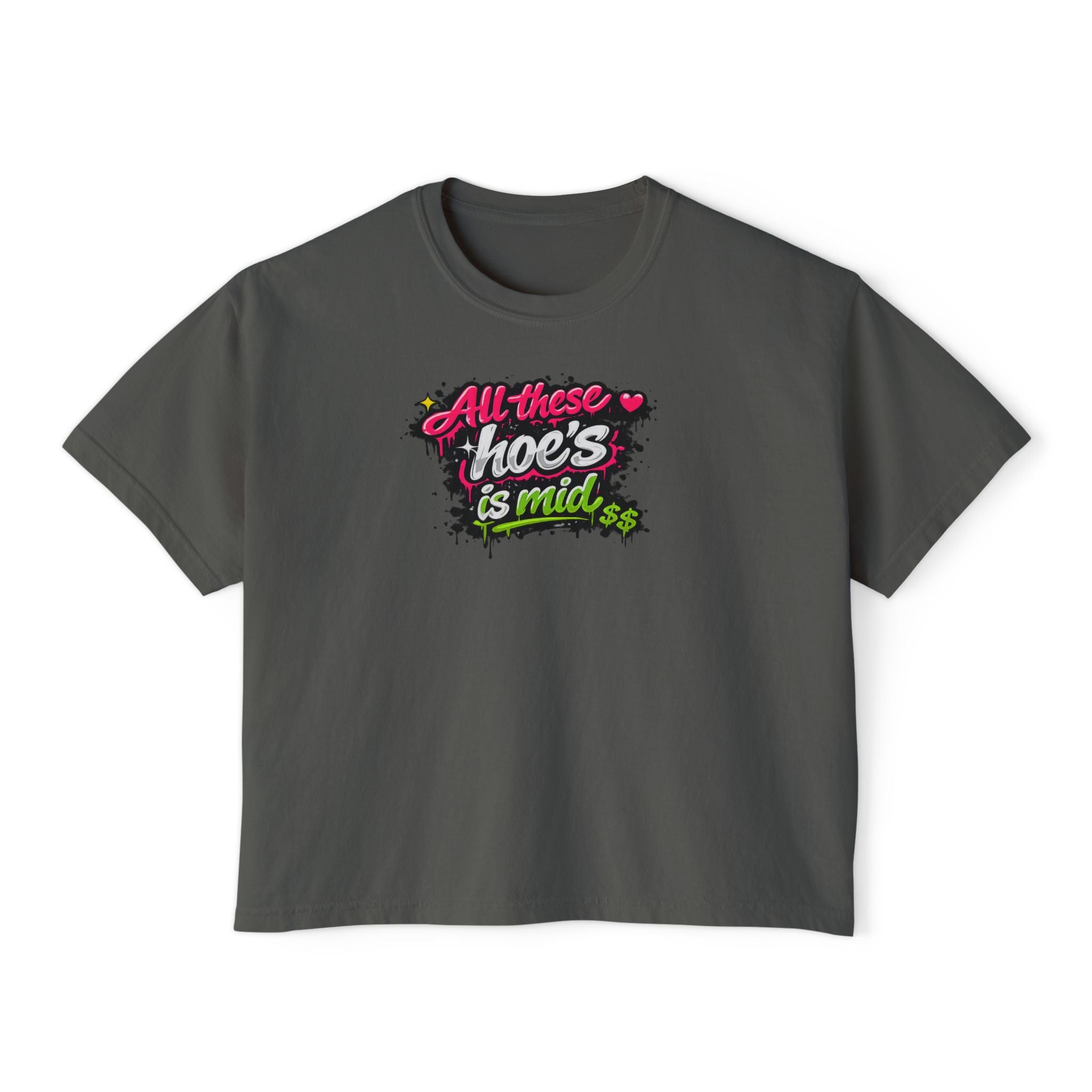 All These Hoe's Is Mid Boxy Tee — Funny Graphic Women's Cropped T‑Shirt