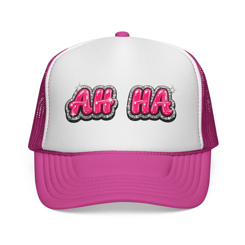 AH HA Pink Bubble Trucker Cap