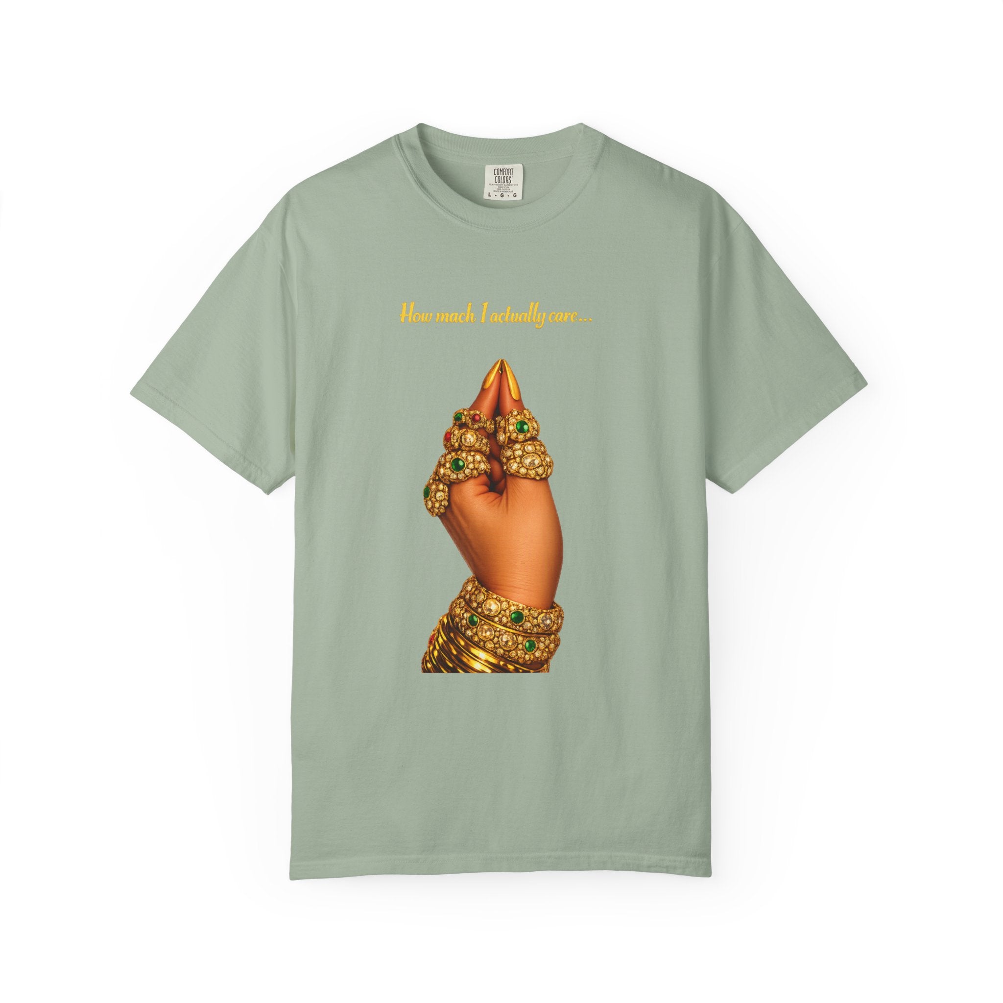 Hand Gesture T-Shirt — "How Much I Loveth You" Gold Jewels Graphic