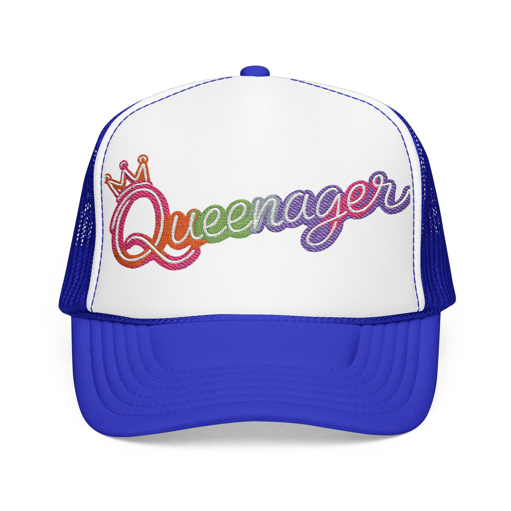 Queentager Trucker Hat — Glitter 'Queenager' Foam Mesh Cap