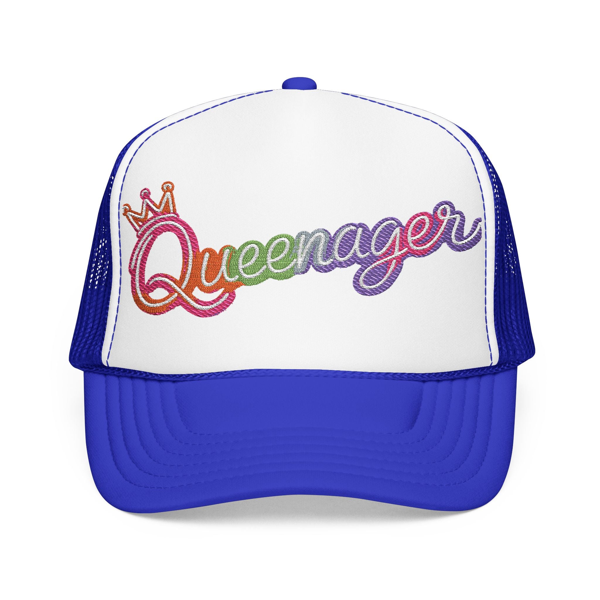 Queentager Trucker Hat — Glitter 'Queenager' Foam Mesh Cap