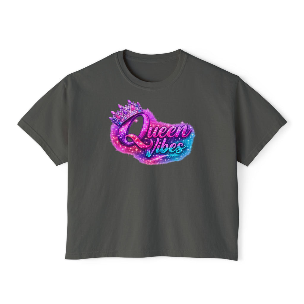 Queen Vibes Boxy Tee — "Pretty Pretty" Crown Graphic Women's Crop Shirt
