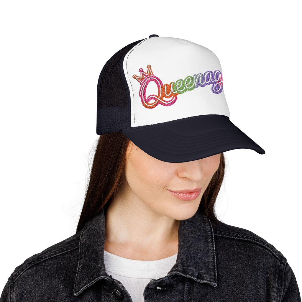 Queentager Trucker Hat — Glitter 'Queenager' Foam Mesh Cap