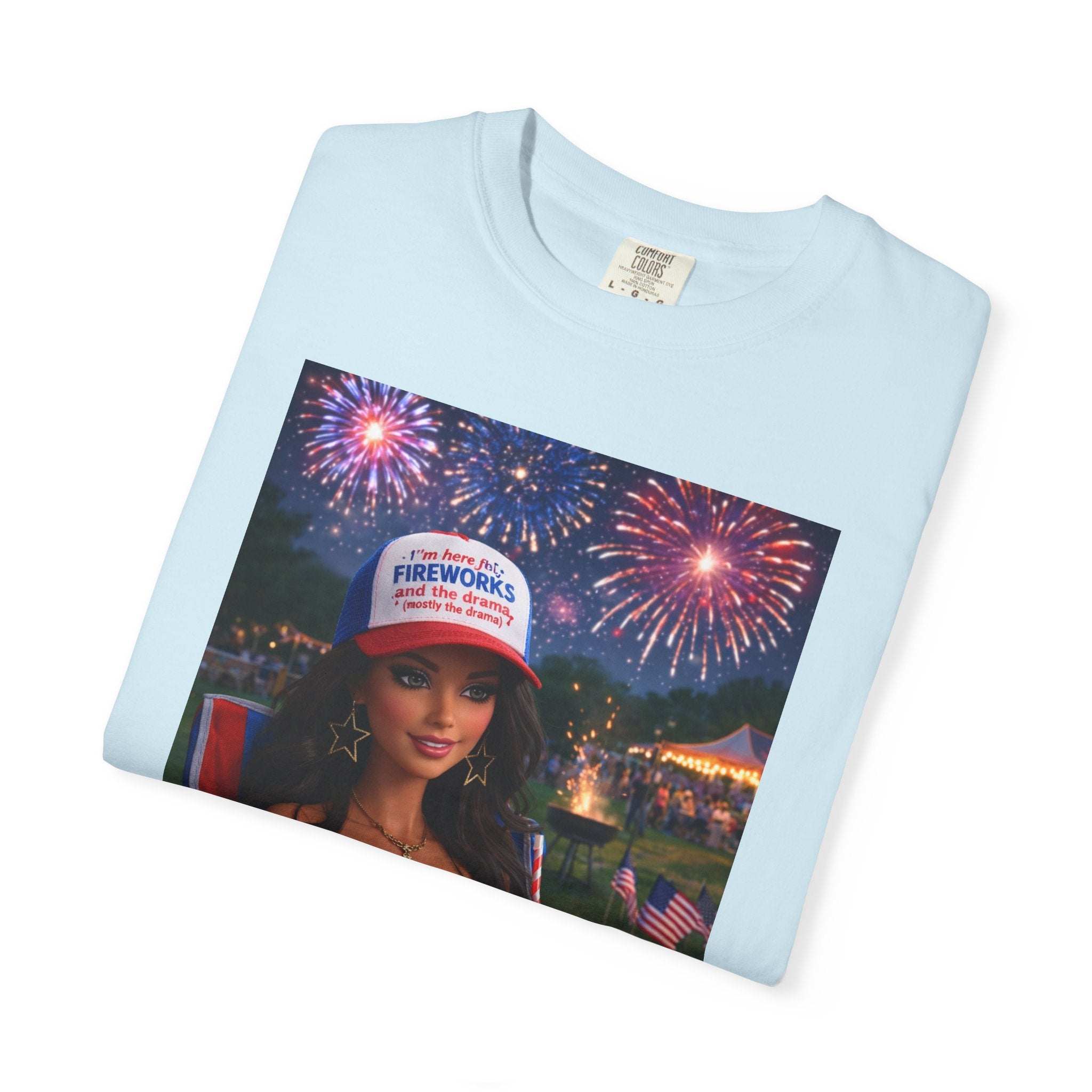 Independence Day Patriotic Graphic T-Shirt — 'Pretty Petty' Fireworks Design