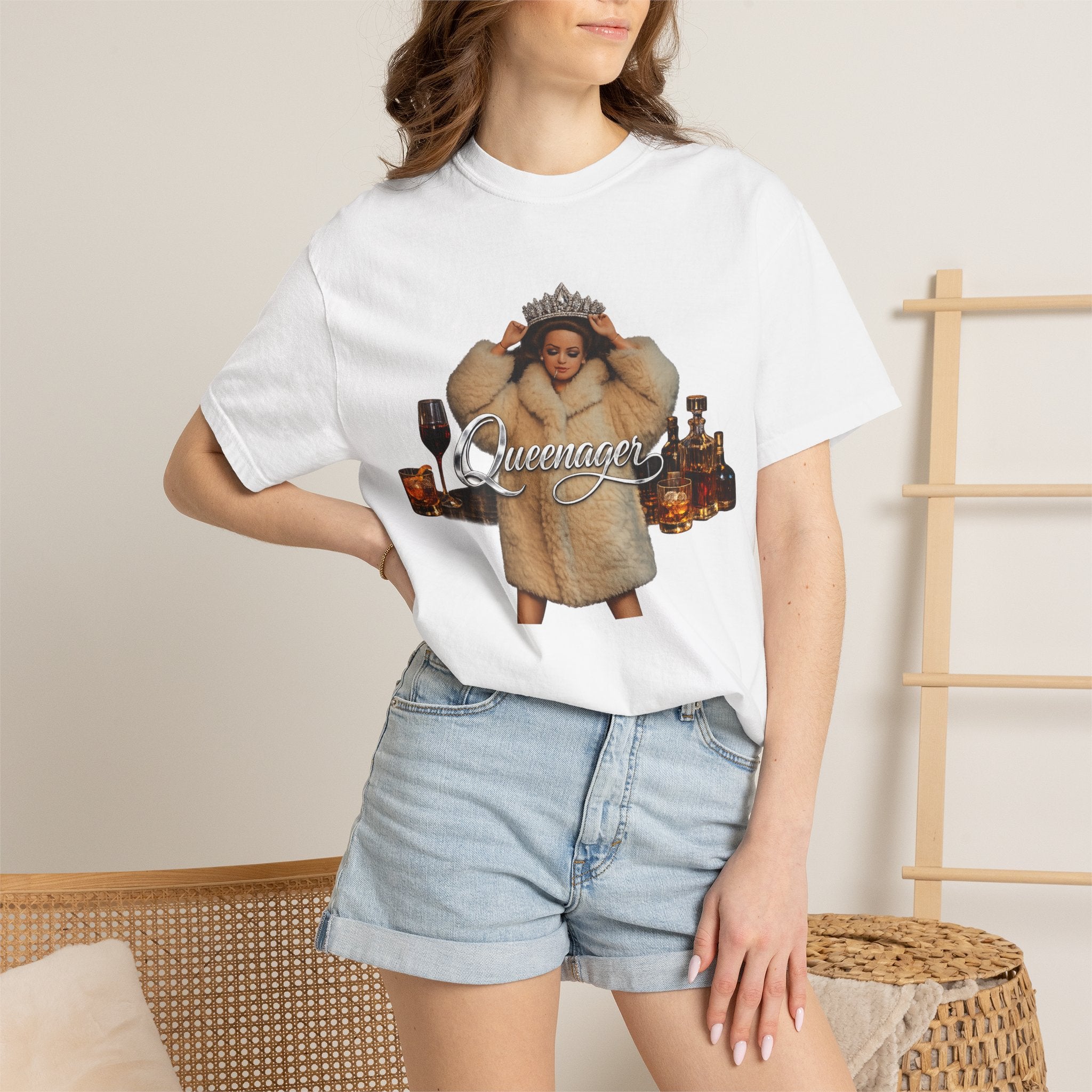 Queenmom Graphic T-Shirt — "Queenie" Crowned Fur Design