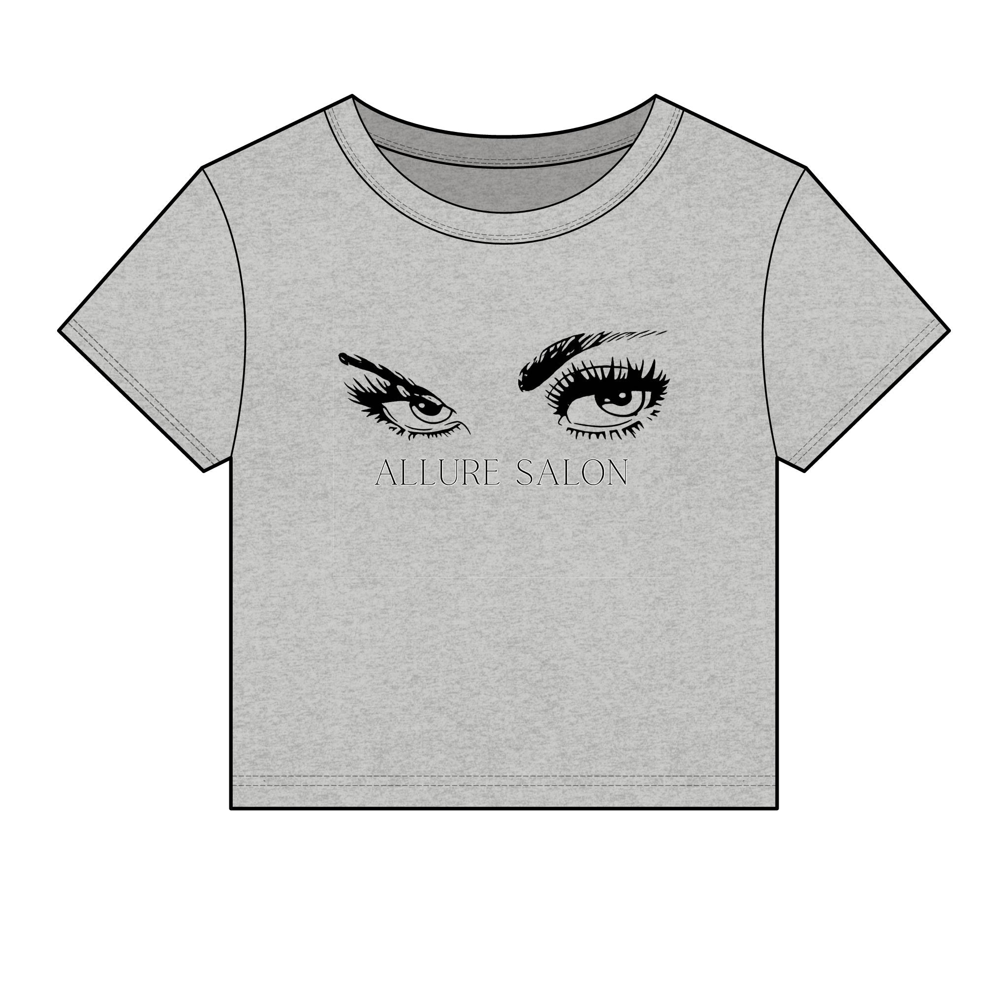 Allure Salon Women's Baby Tee — Eyelash & Brows Graphic Crop Tee