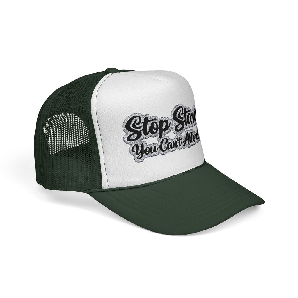 Stop Staring Trucker Cap — "You Can't Afford Me" Retro Patch Hat