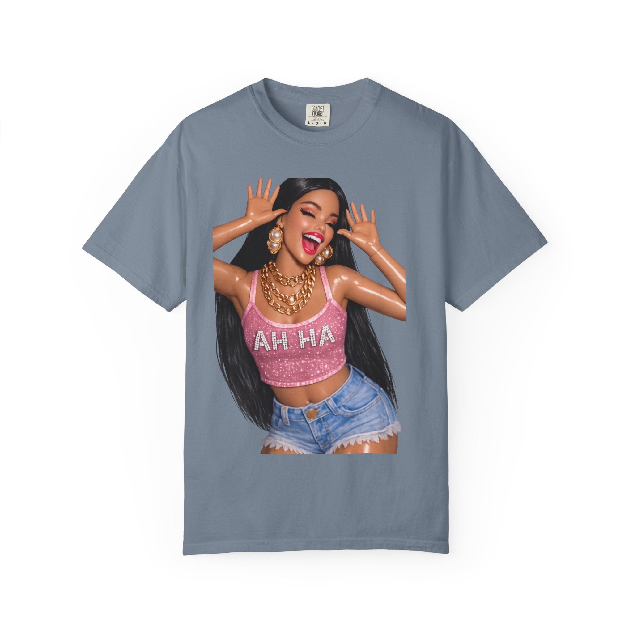 Graphic Tee — 'AH HA' Diva Illustration Crop Top Design