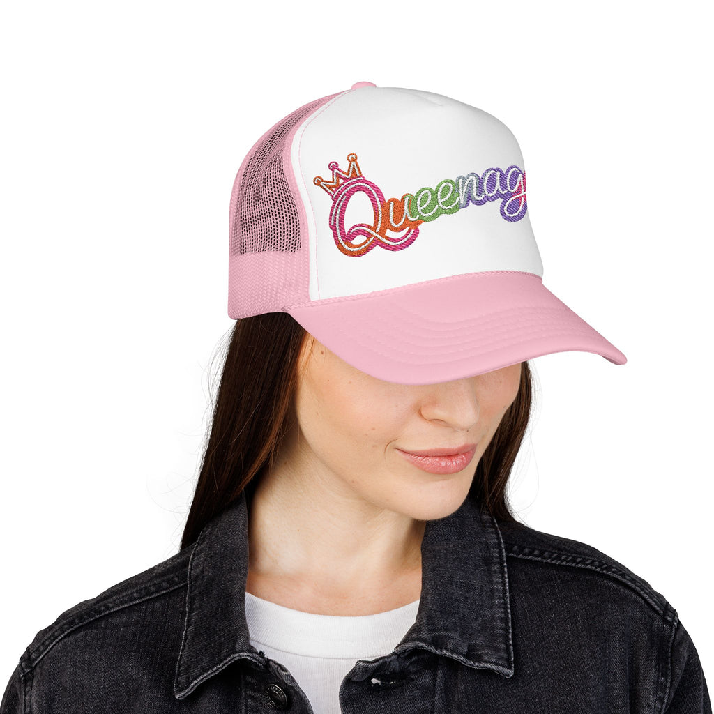 Queentager Trucker Hat — Glitter 'Queenager' Foam Mesh Cap