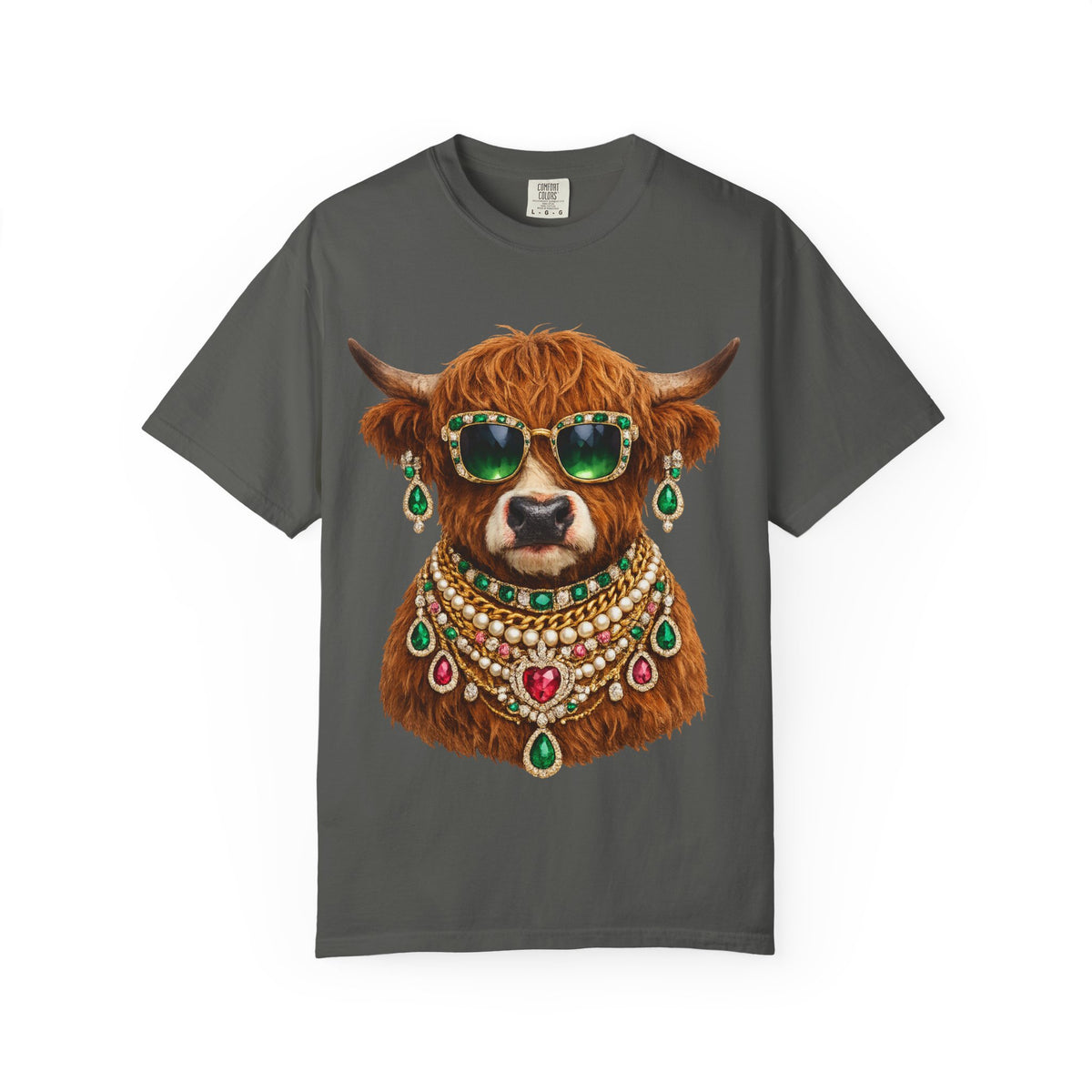 Jeweled Highland Cow Sunglasses T-Shirt