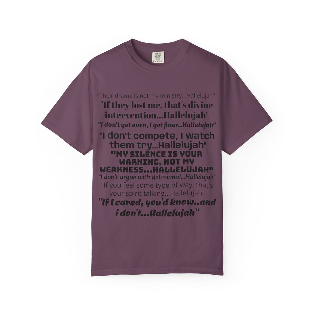 Petty Quote T-Shirt — "Hallelujah" Typography Tee with Back Logo