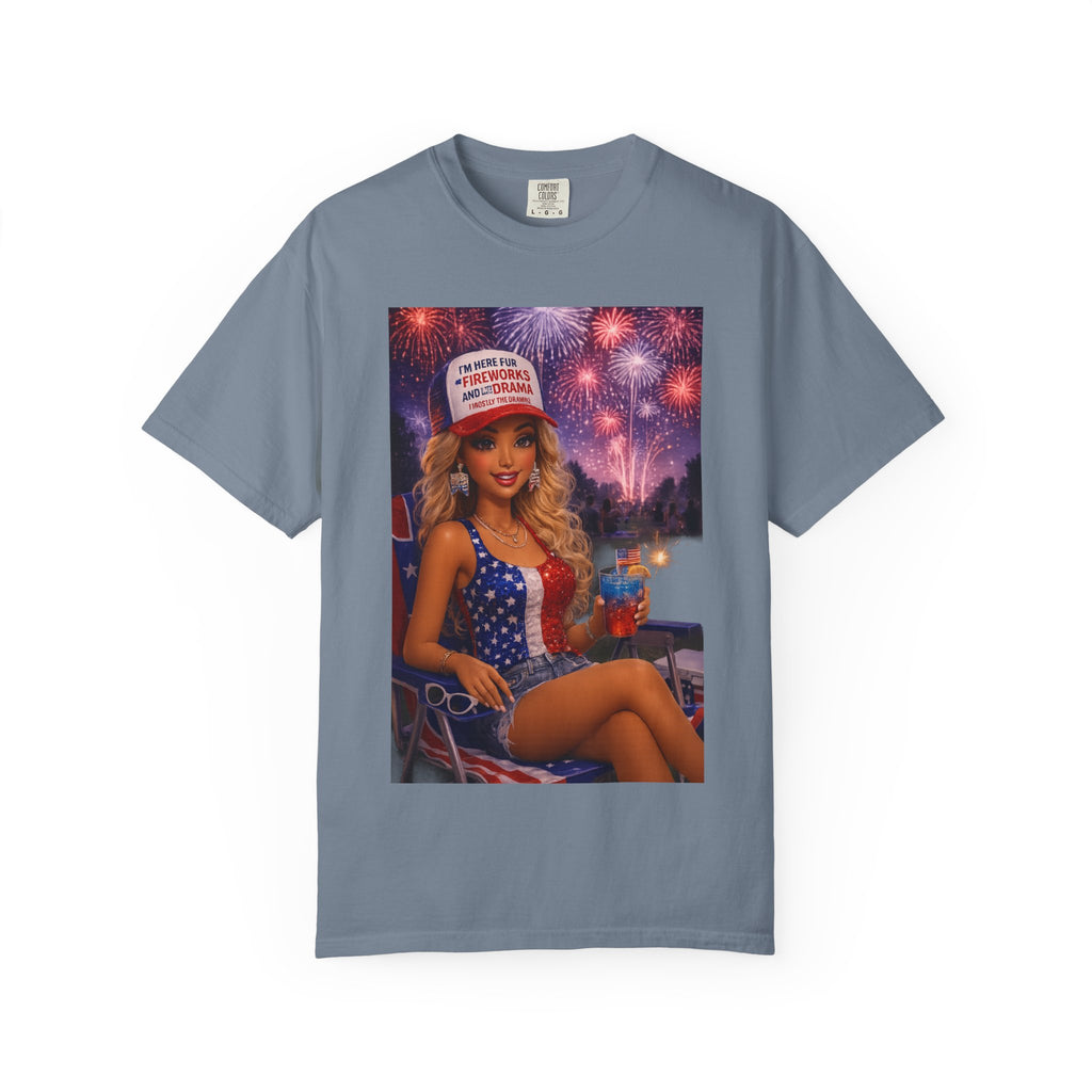 Patriotic Pin-Up Tee — "Make America Fun Again" Fireworks Fourth of July T-Shirt