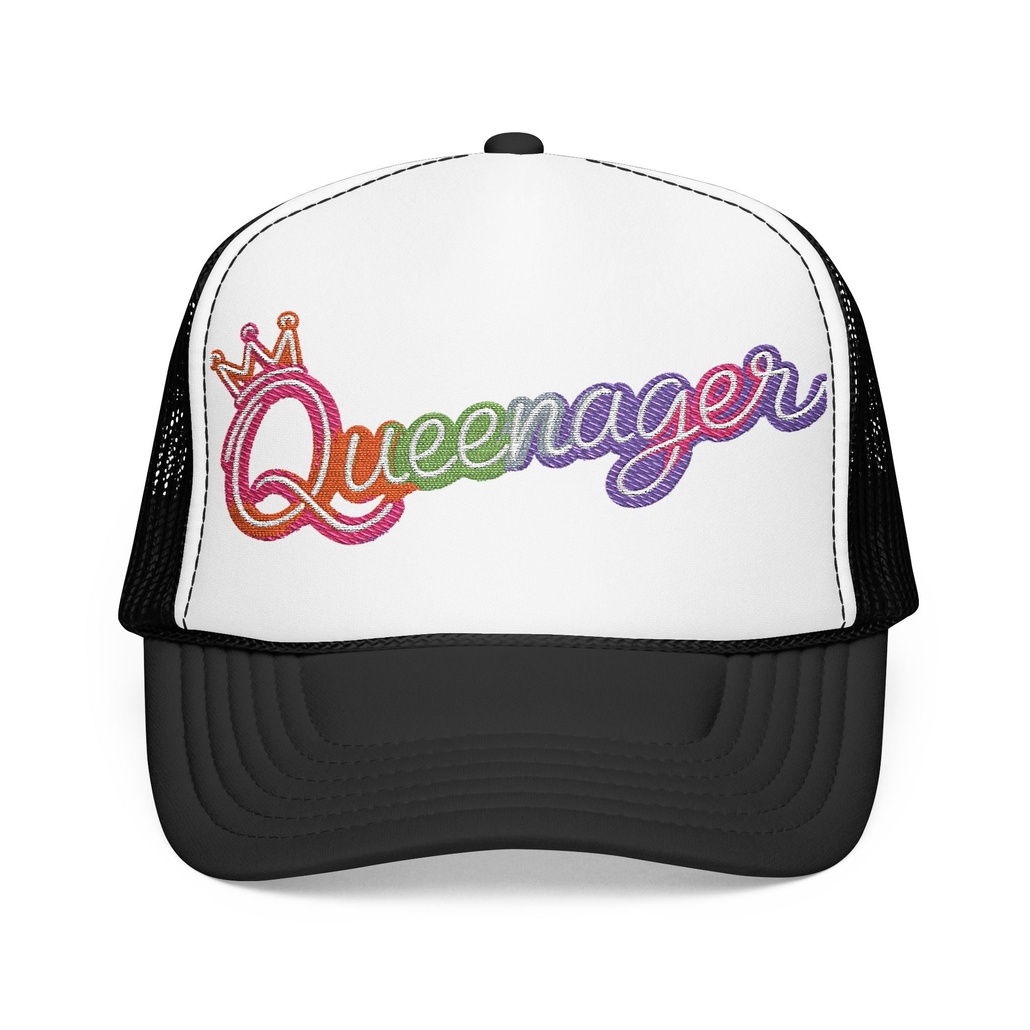 Queentager Trucker Hat — Glitter 'Queenager' Foam Mesh Cap