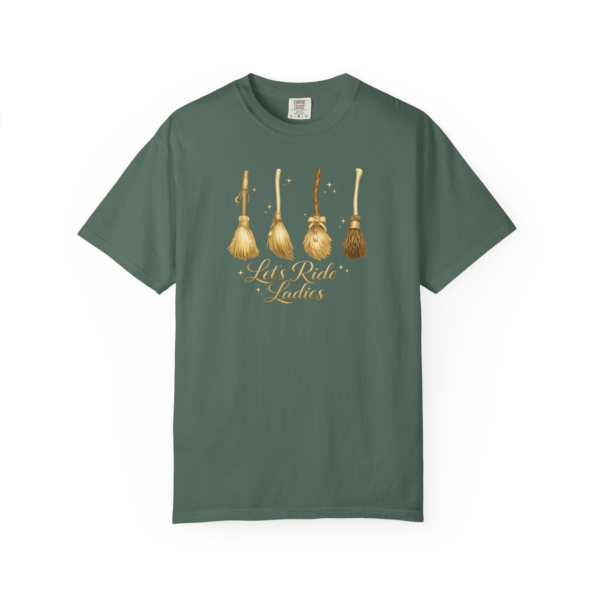 Let's Ride Ladies T-Shirt — Vintage Gold Riding Crop Equestrian Tee