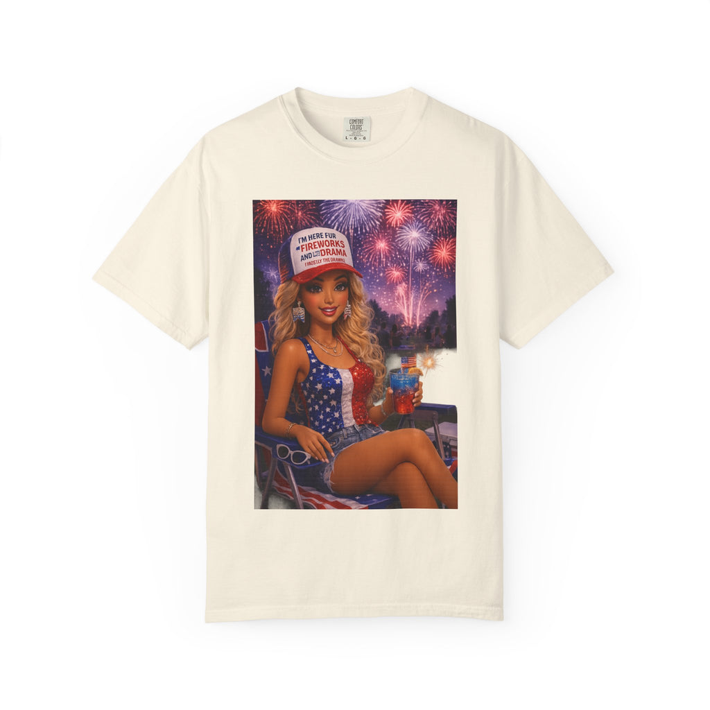 Patriotic Pin-Up Tee — "Make America Fun Again" Fireworks Fourth of July T-Shirt