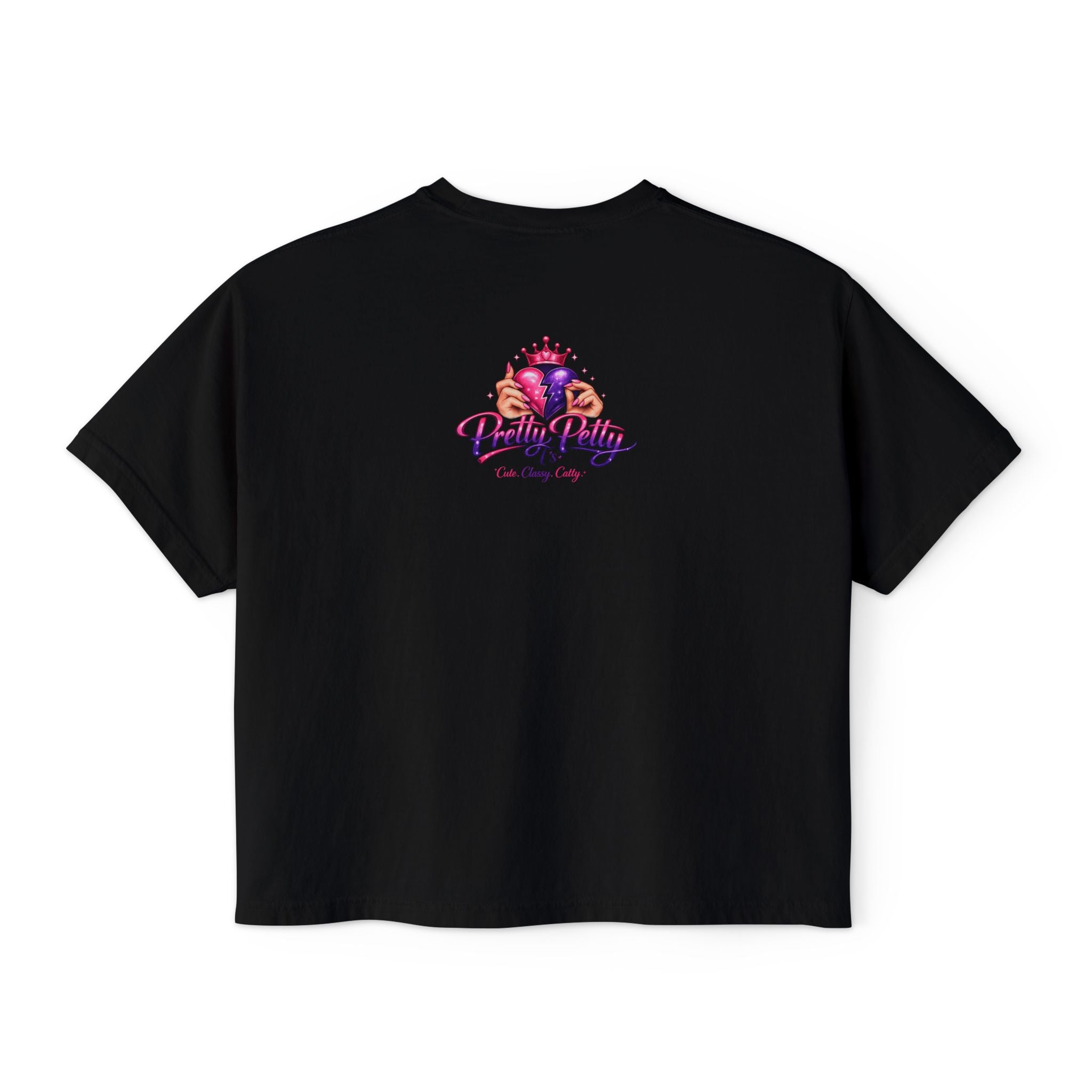 Queen Vibes Boxy Tee — "Pretty Pretty" Crown Graphic Women's Crop Shirt