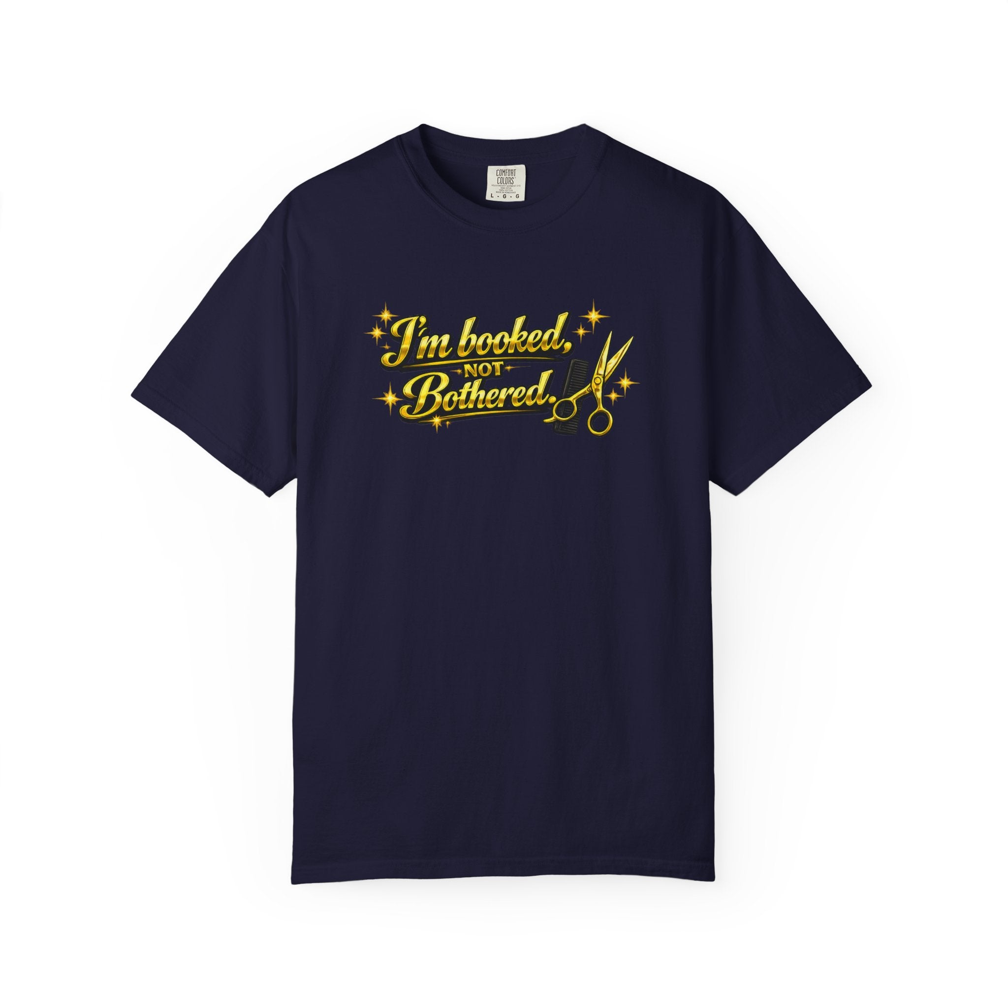 I'm Booked Not Bittered Barber T‑Shirt — Vintage Barber Scissors Design