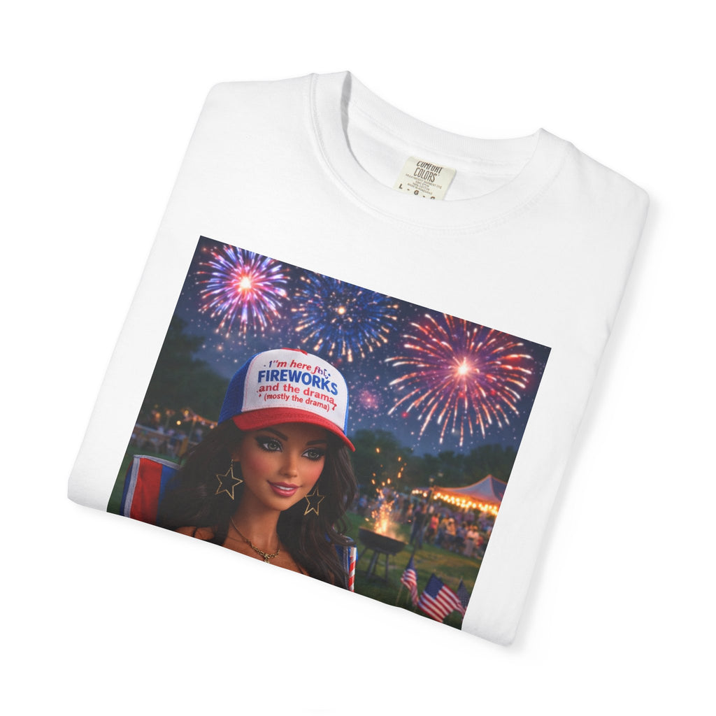 Independence Day Patriotic Graphic T-Shirt — 'Pretty Petty' Fireworks Design