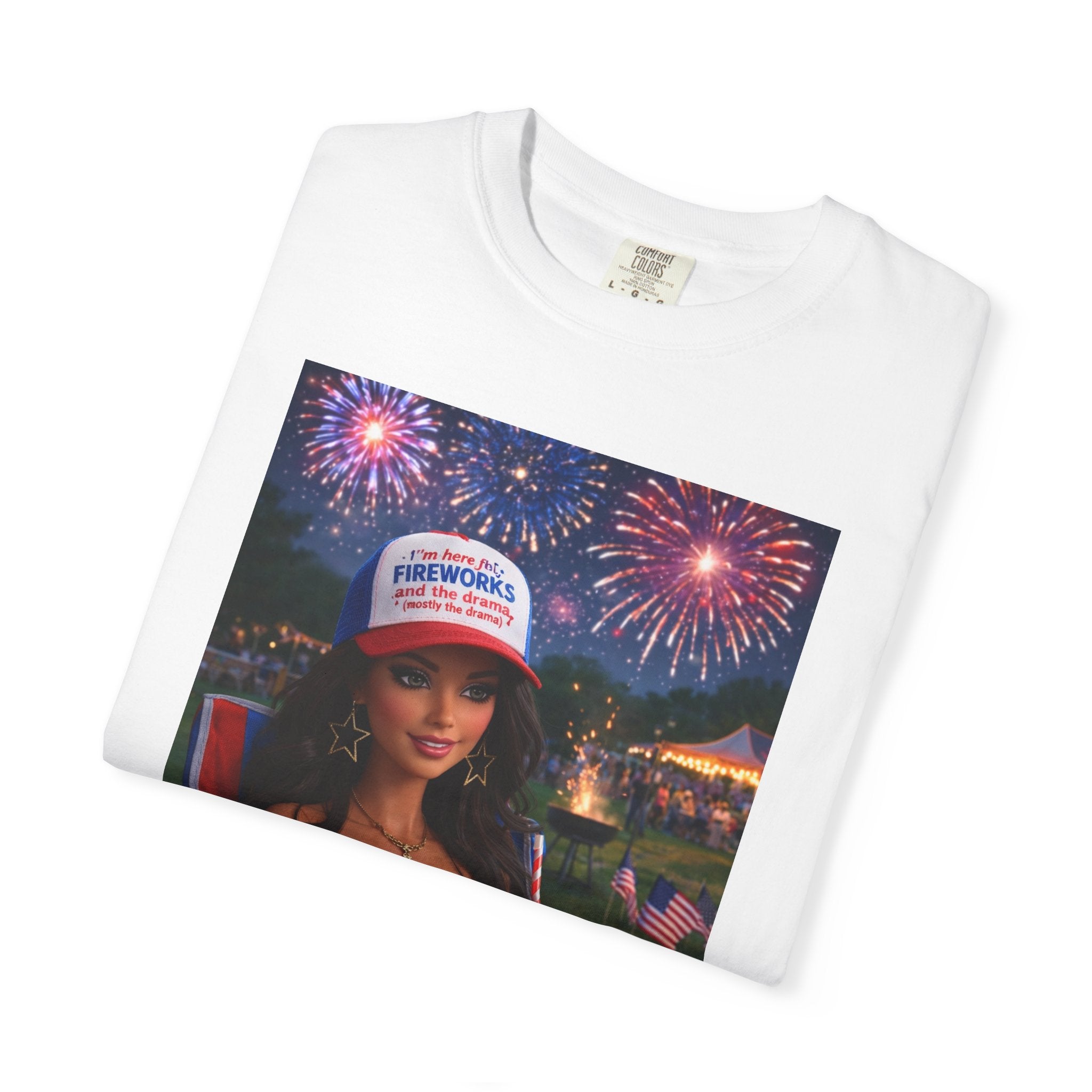Independence Day Patriotic Graphic T-Shirt — 'Pretty Petty' Fireworks Design