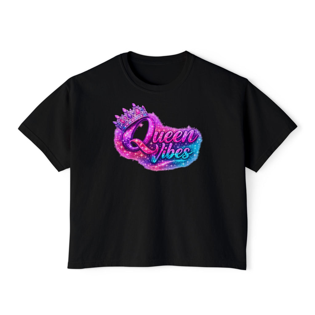 Queen Vibes Boxy Tee — "Pretty Pretty" Crown Graphic Women's Crop Shirt