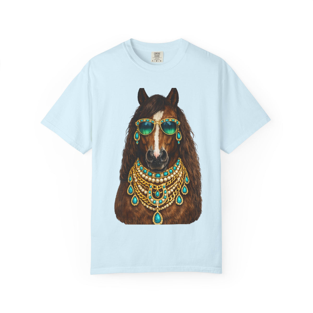 Boho Horse Graphic T-Shirt with Turquoise Jewelry Design