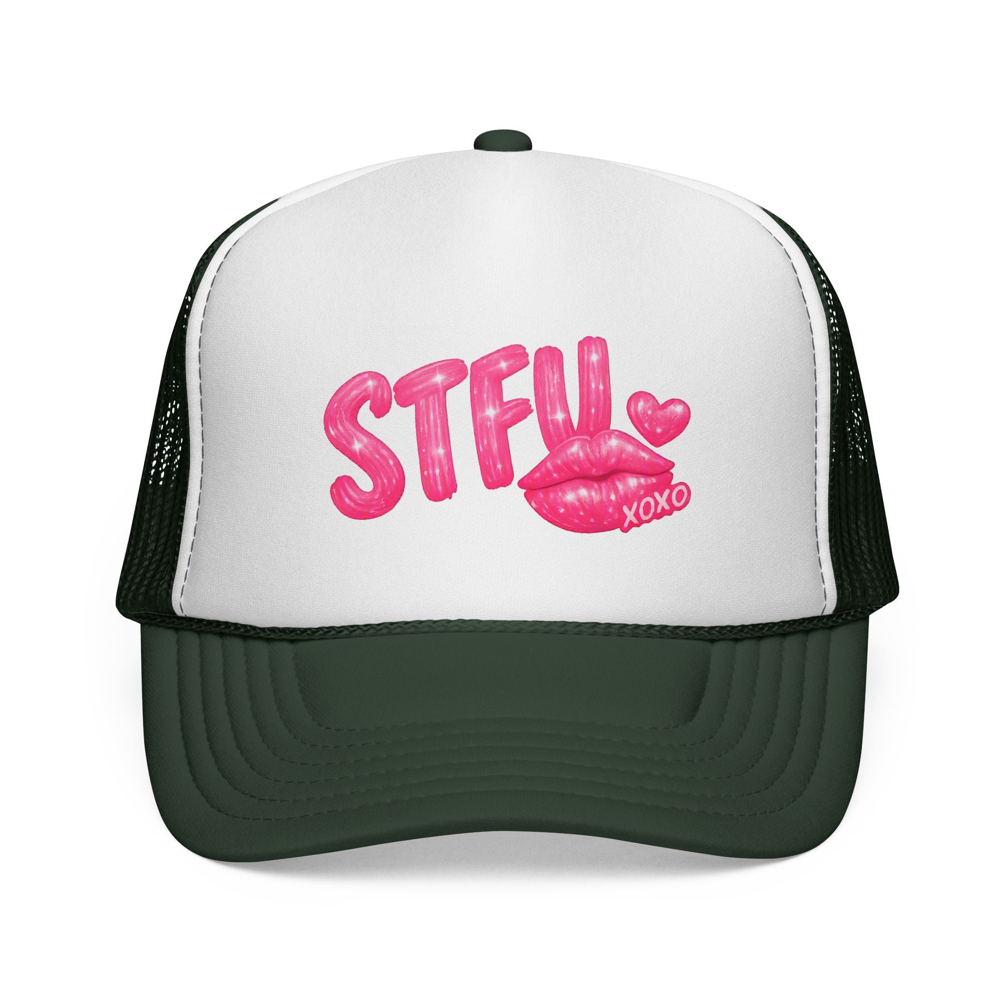 STFU Kiss Trucker Cap - Pink Lip Graphic Mesh Hat