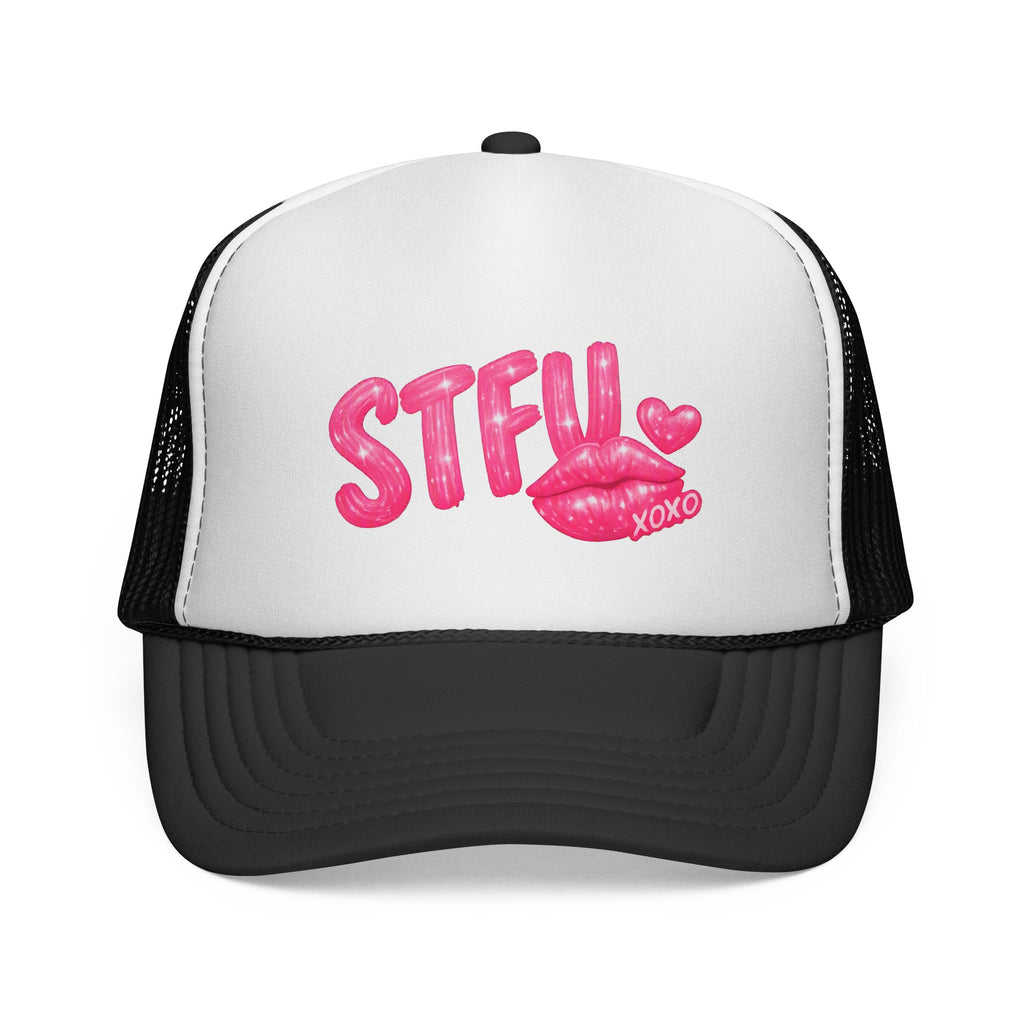 STFU Kiss Trucker Cap - Pink Lip Graphic Mesh Hat
