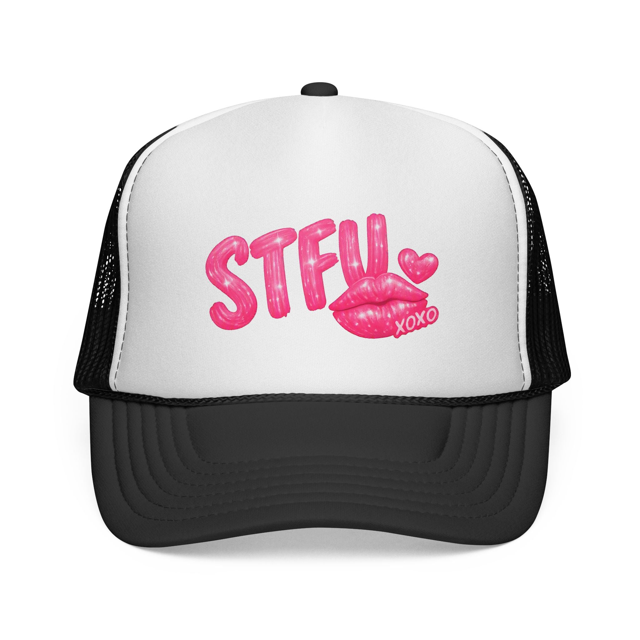STFU Kiss Trucker Cap - Pink Lip Graphic Mesh Hat